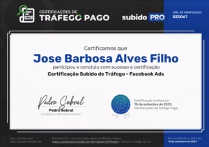 Certificação subido de tráfego pago - meta ads